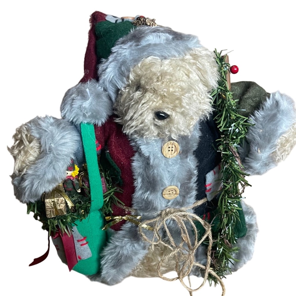 World Bazaars Collectors Santa Bear Figurine Christmas Holiday Decor Plush 13"